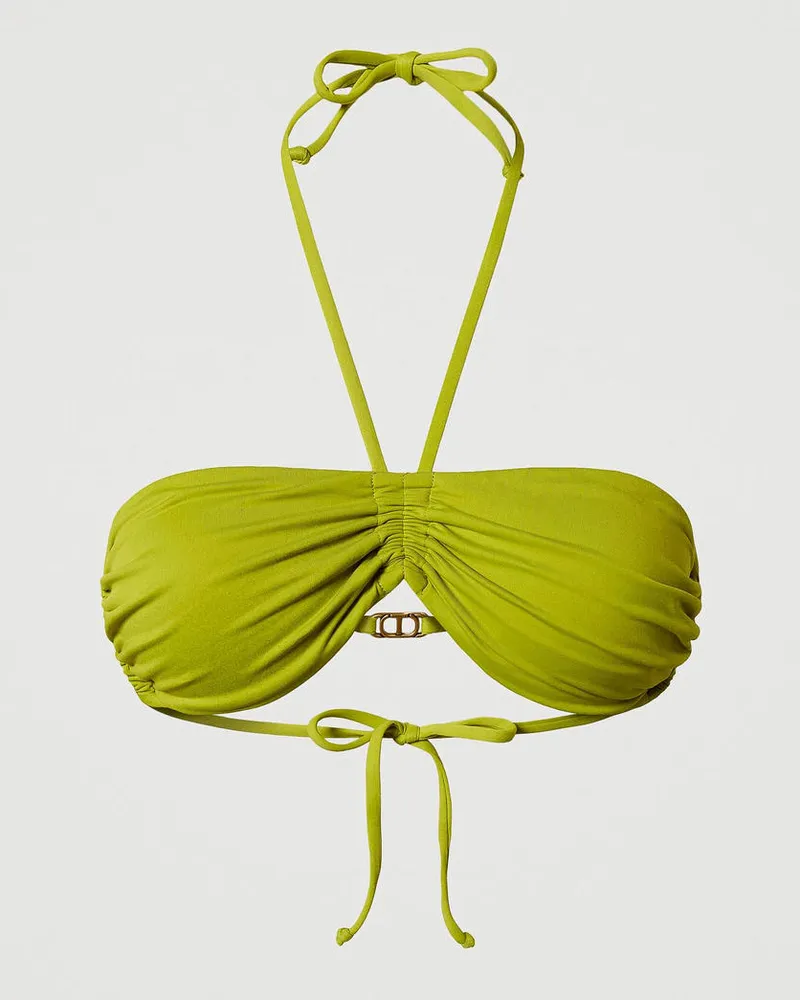 Twin-Set Bademode - Bandeau-Bikinitop mit Tunnelzug, Green Grenoble, Größe Green