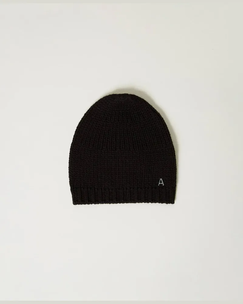Actitude by Twinset Accessoires - Mütze aus Jacquard-Strick, Schwarz, Einheitsgröße Schwarz
