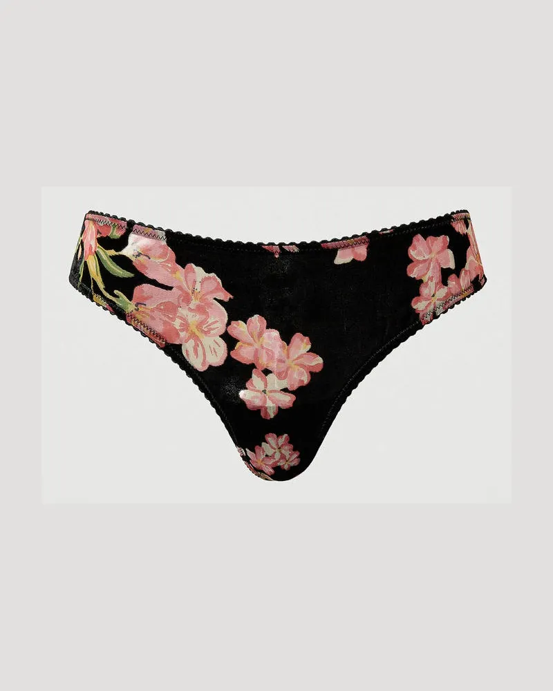 Twin-Set Unterwäsche - Brazilian-Slip aus Dévoré-Samt, Multicolor geblümt, Mit Blumen, Größe: II 