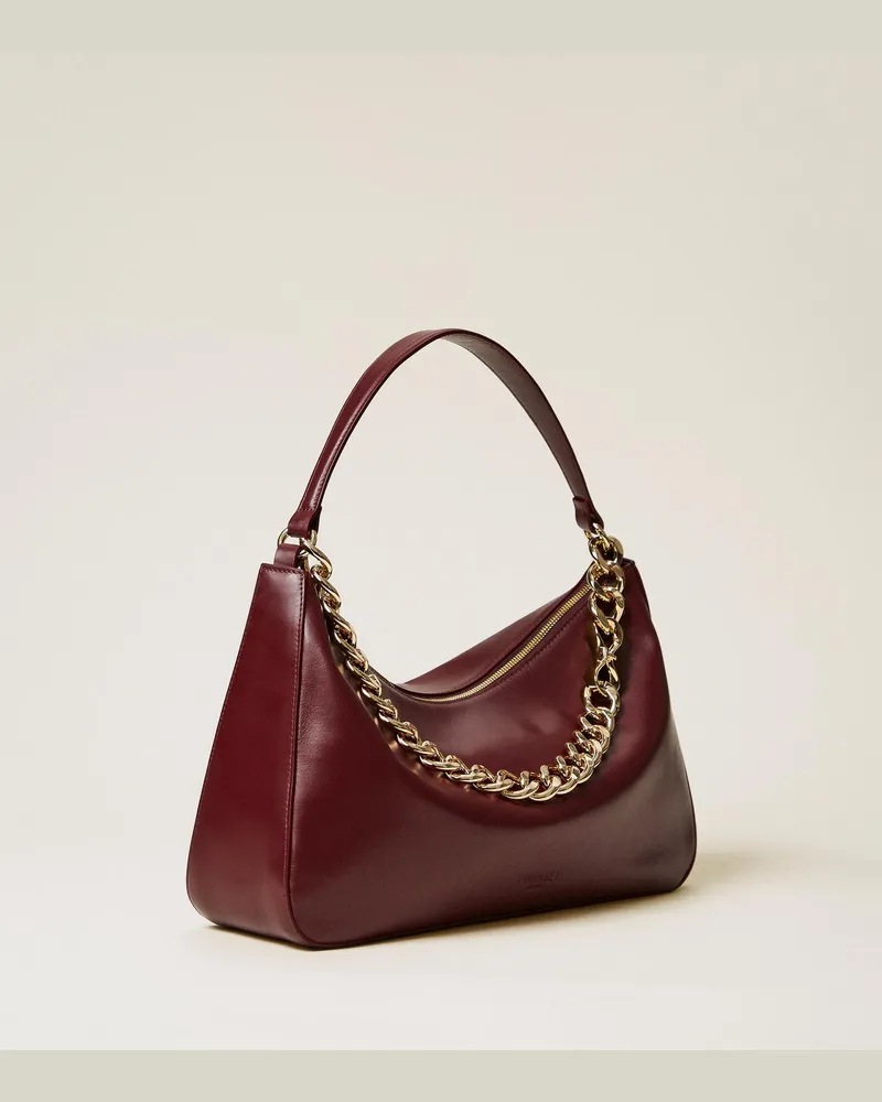 Twin-Set Taschen - Mittelgroße Tasche 'Liliane' aus Leder, „Winetasting"-Violett, Einheitsgröße 