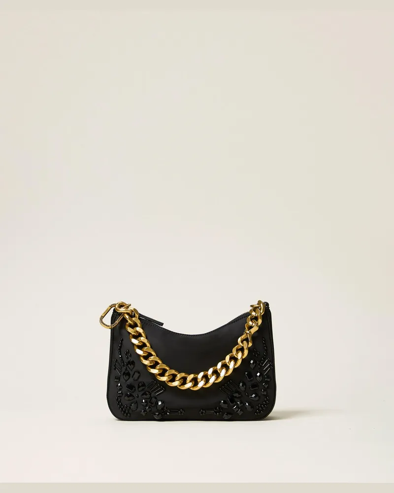 Twin-Set Liliane Tasche aus Satin mit Stickerei 