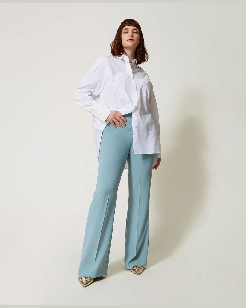 Twin-Set Hosen - Fit & Flare-Hose aus fließendem Krepp, "Zuckerpapier"-Grau, Größe Zuckerpapier-grau