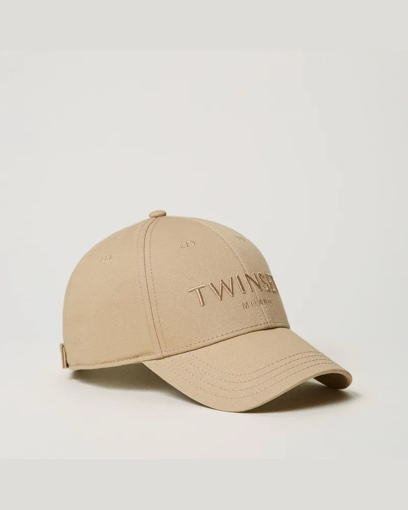 Twin-Set Accessoires - Baseballkappe mit Sticklogo, "Rope"-Beige, Baumwolle, Einheitsgröße Rope-beige