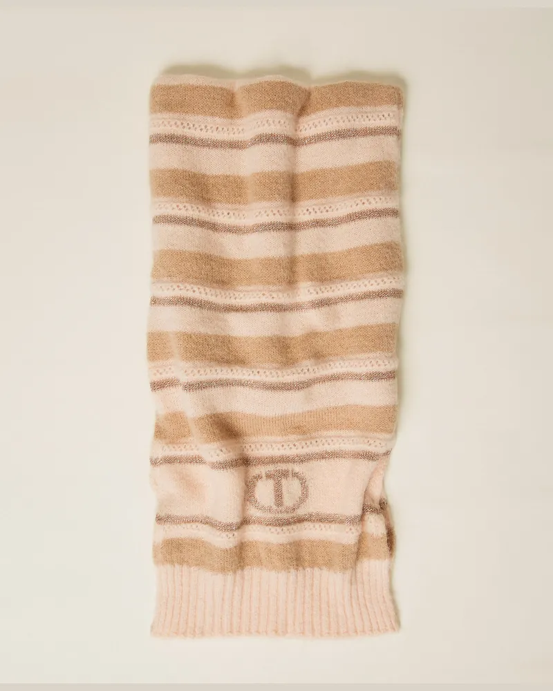 Twin-Set Accessoires - Schal aus Alpaka-Mischung mit Lurex, Streifen Alpakabraun /Alpaka Lurex, Gestreift, Einheitsgröße Streifen