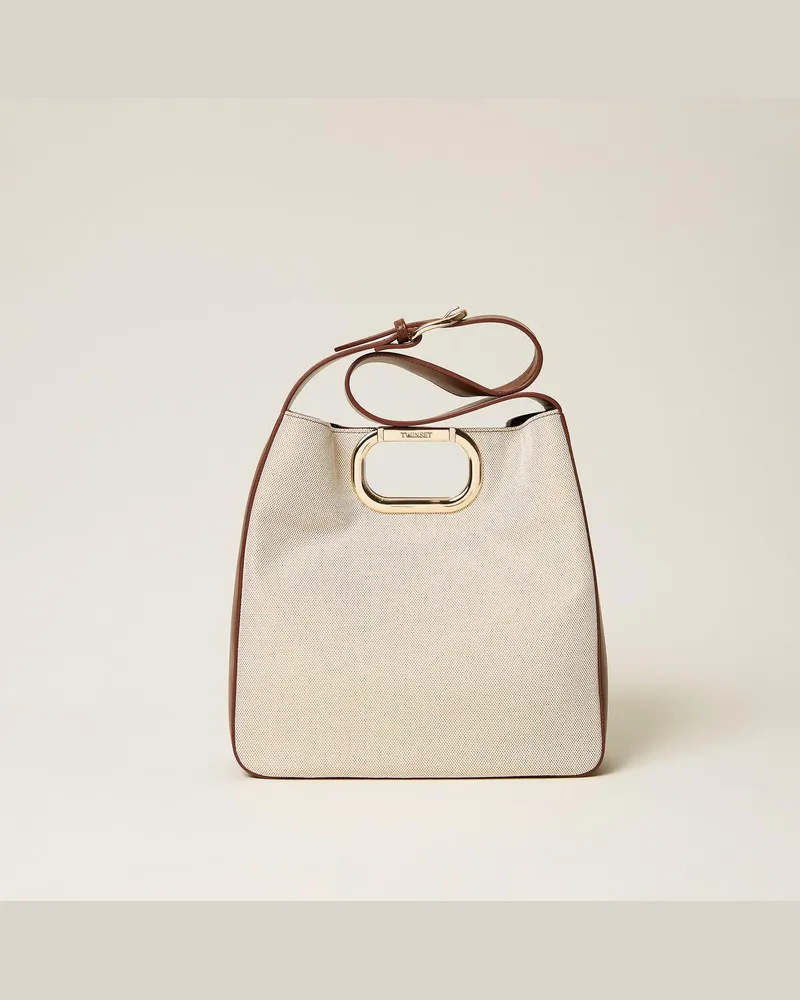 Twin-Set Taschen - Hobo-Tasche „Lila" aus Canvas, Natur Weiß, Einheitsgröße Natur