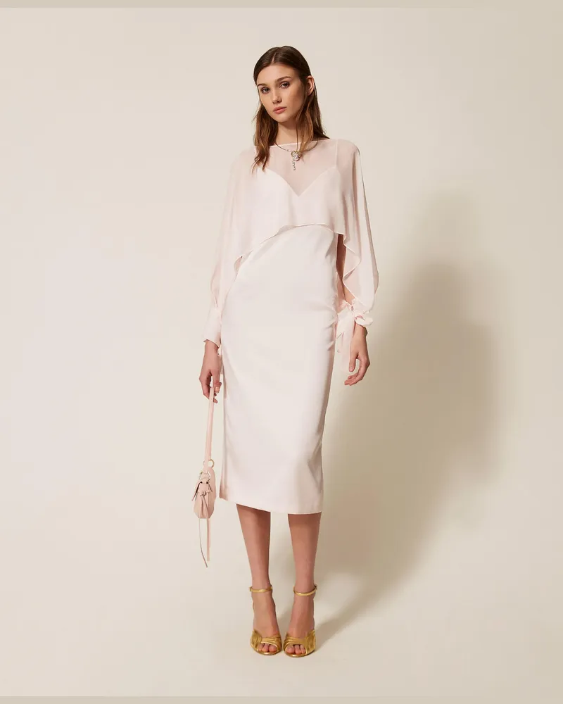 Twin-Set Blusen - Cropped-Bluse aus Georgette, Sandrosa, Größe Sandrosa