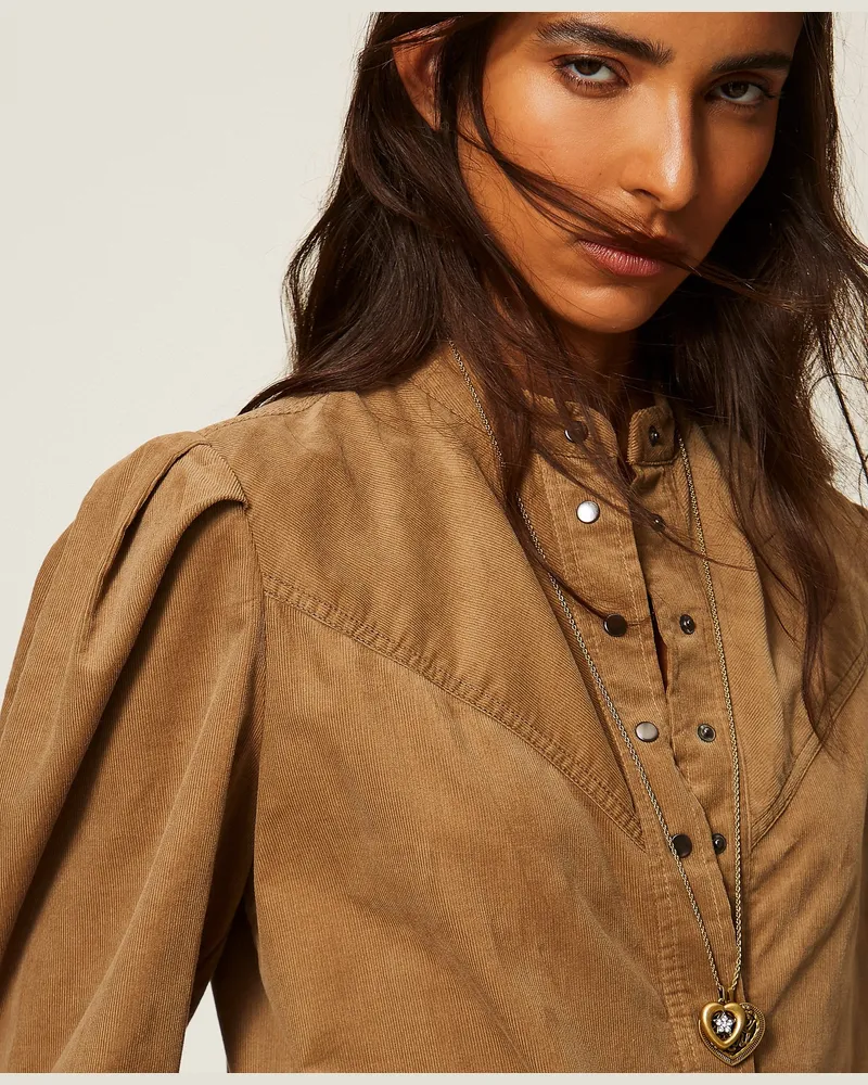Twin-Set Myfo Samthemd, Damen, „Oak"-Beige „oak“-beige