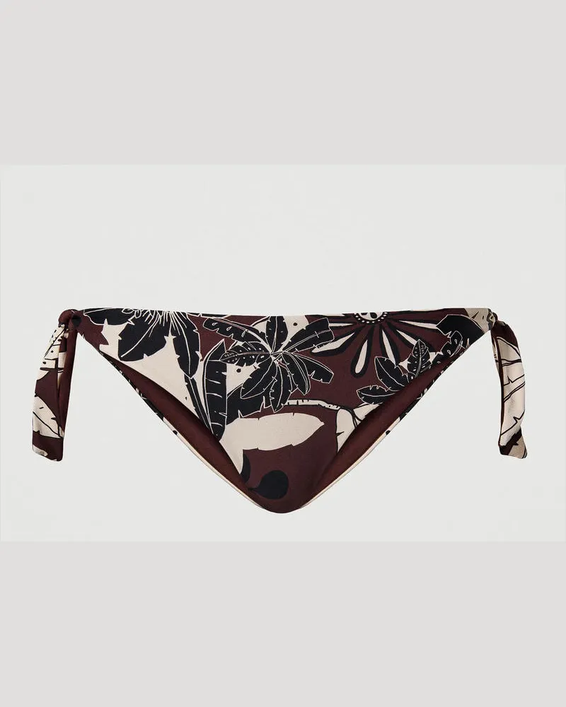 Twin-Set Bademode - Beidseitig tragbarer Bikinitanga mit Blumen, Print Exotic „Bitter Chocolate"-Braun, Größe: II 