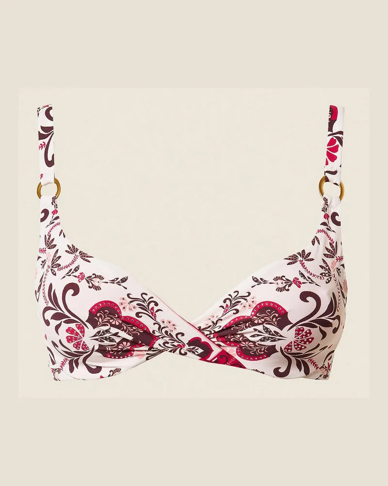 Twin-Set Bademode - Bügel-Bikinitop mit Print und Strass, Print Foulard Fuchsia, Größe Print