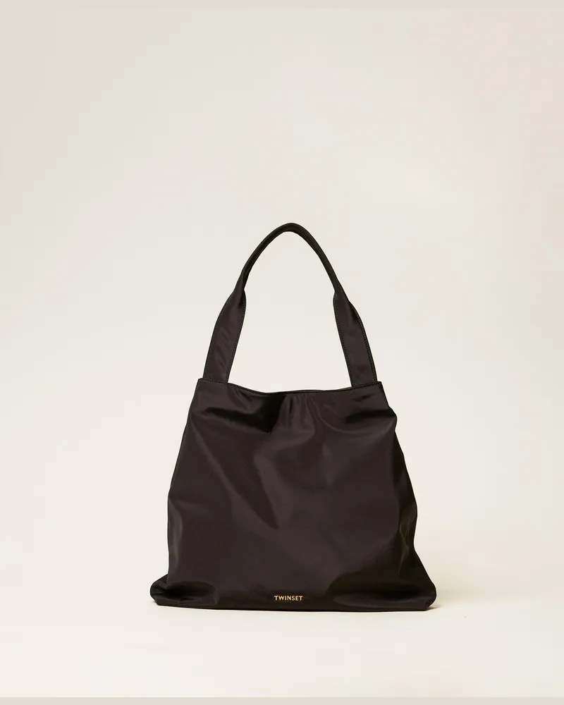 Twin-Set Taschen - Shopper aus technischem Gewebe, Schwarz, Einheitsgröße Schwarz