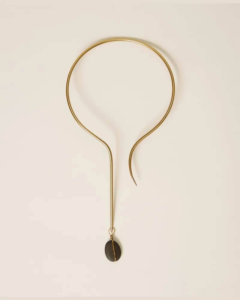 Twin-Set Accessoires - Halsnahe Kette mit Stein, Old Gold, Einheitsgröße Old