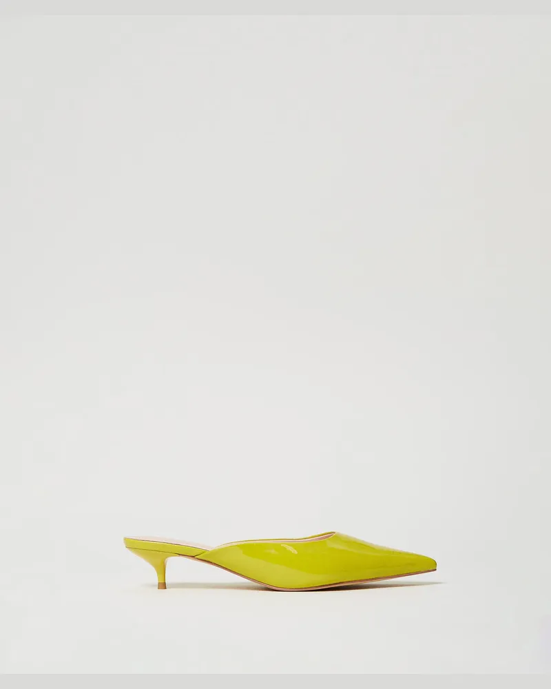 Actitude by Twinset Schuhe - Mules-Pumps in Lackoptik, Citronelle, Größe Citronelle