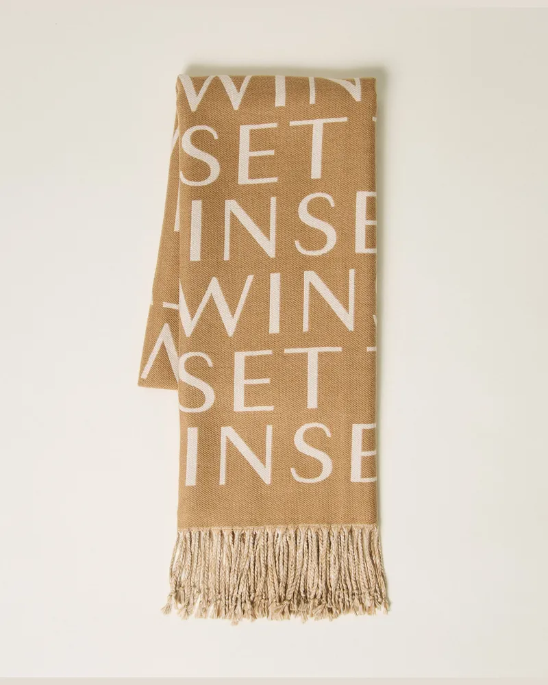 Twin-Set Stola aus Tuch mit Logo Zweifarbig