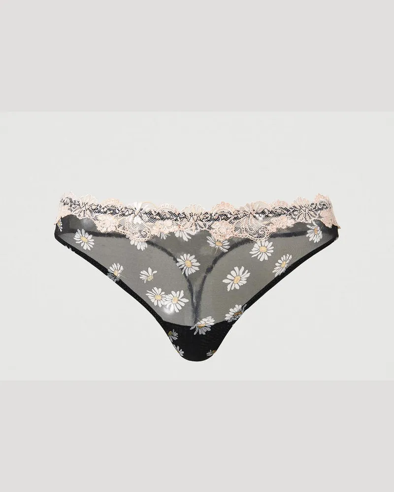 Twin-Set Unterwäsche - Tanga aus Tüll mit Margeritenprint, Margeritenprint Schwarz, Größe: II 