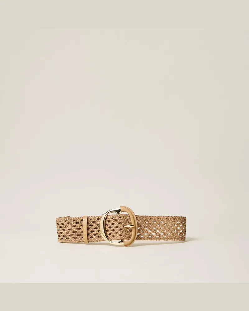 Twin-Set Accessoires - Flechtgürtel mit Maxi-Schnalle, Natural Beige, Größe Natural