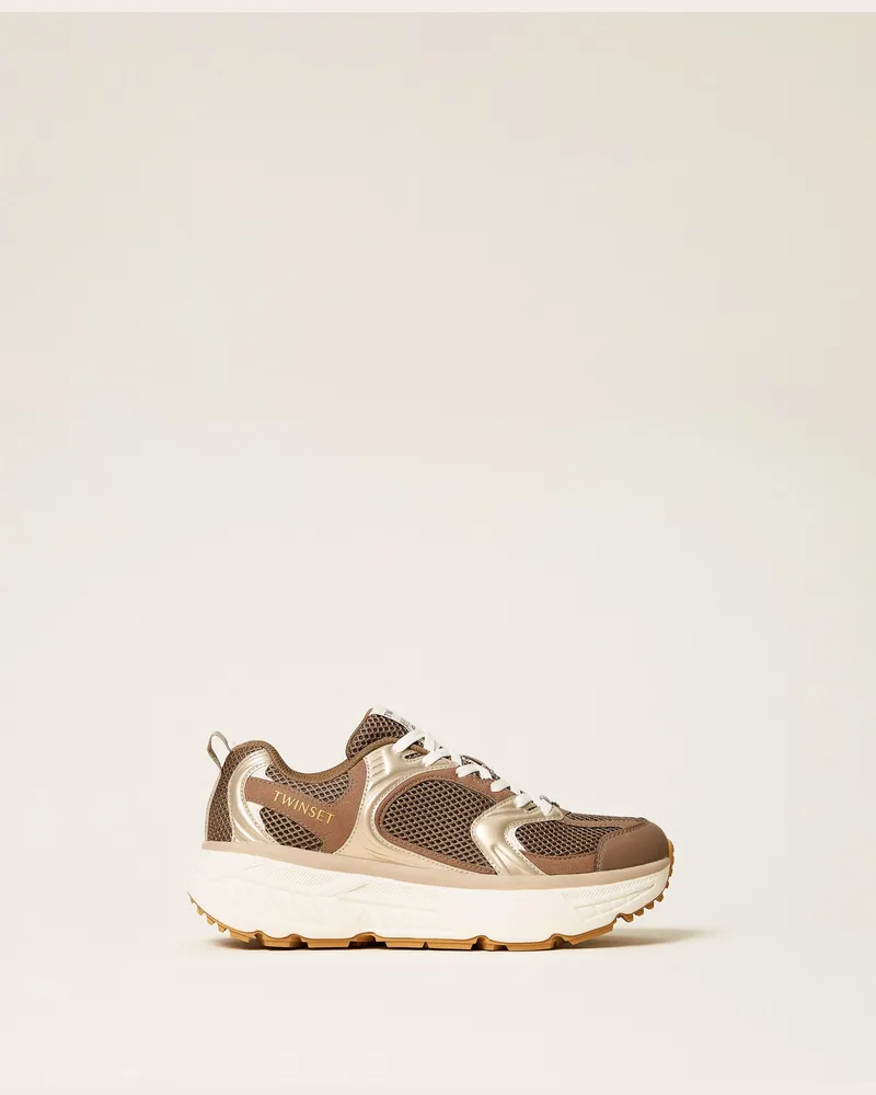 Twin-Set Fessura Sneaker im Laufschuhstil, Damen, Khaki Khaki