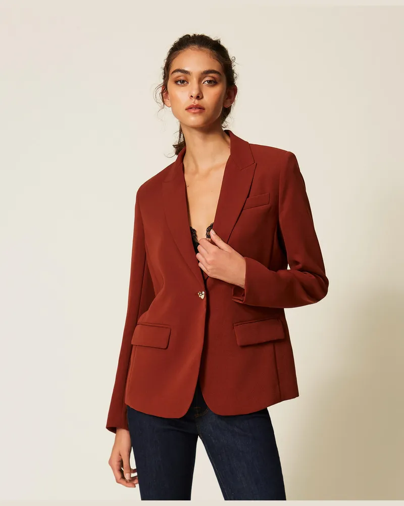 Twin-Set Blazer aus Crêpe mit Herzknopf Cherry