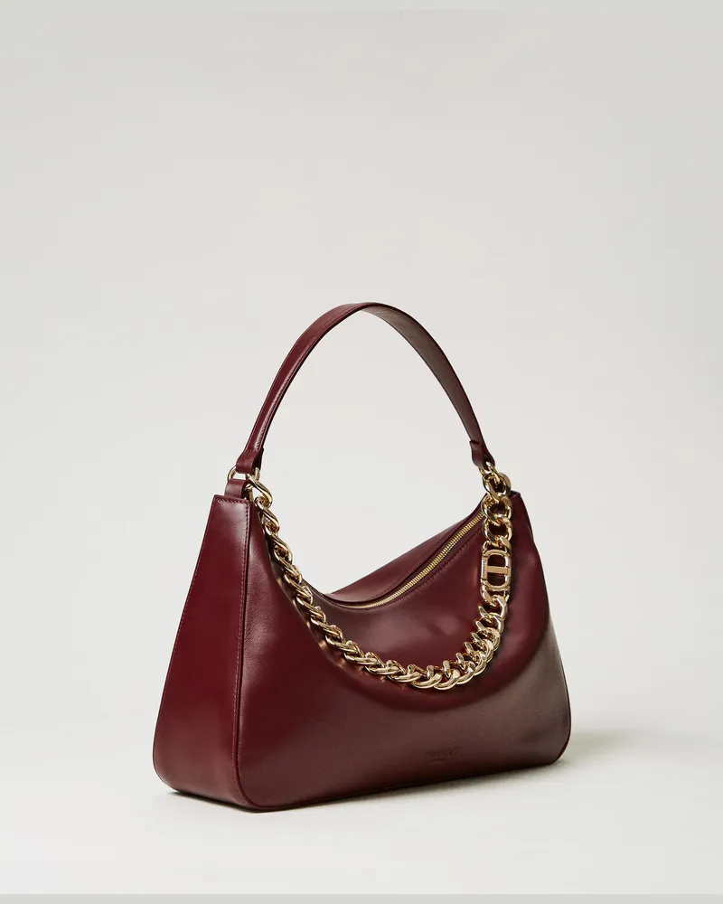 Twin-Set Taschen - Mittelgroße Tasche 'Liliane' aus Leder, "Winetasting"-Violett, Einheitsgröße 