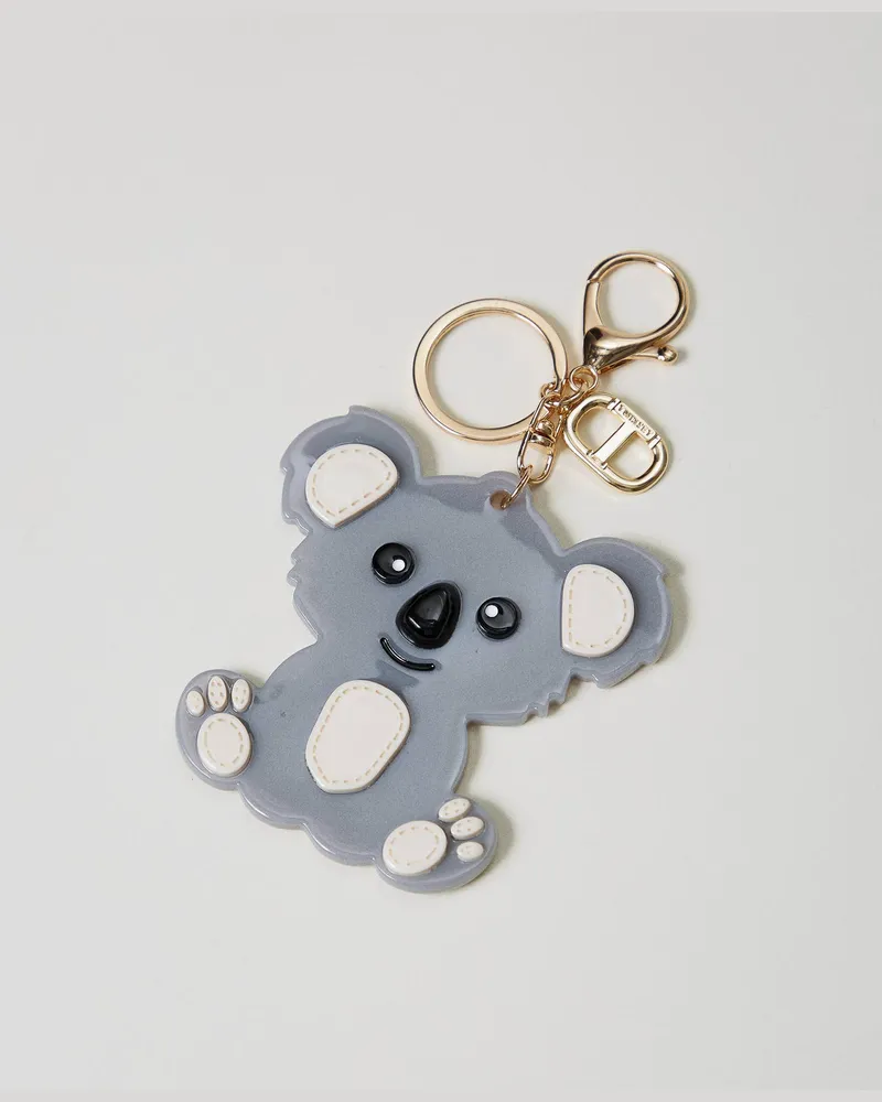 Twin-Set Accessoires - Koala-Schlüsselanhänger mit Oval T, "Light Ash"-Grau, Einheitsgröße Light