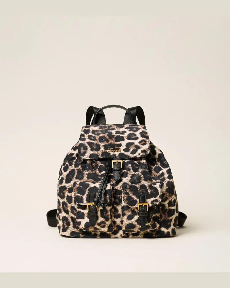 Twin-Set Rucksack mit Animalprint Leopardenprint