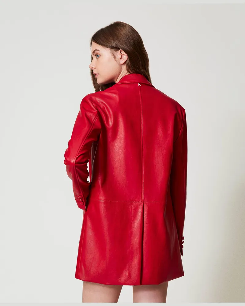 Actitude by Twinset Jacken und Outerwear - Langer Blazer in Lederoptik, Love Potion, Größe Love