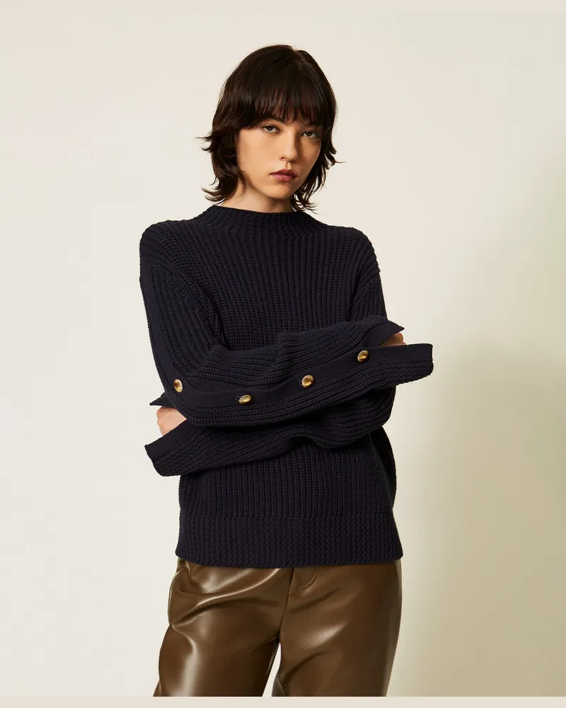 Twin-Set Pullover mit Metallknöpfen Marineblau