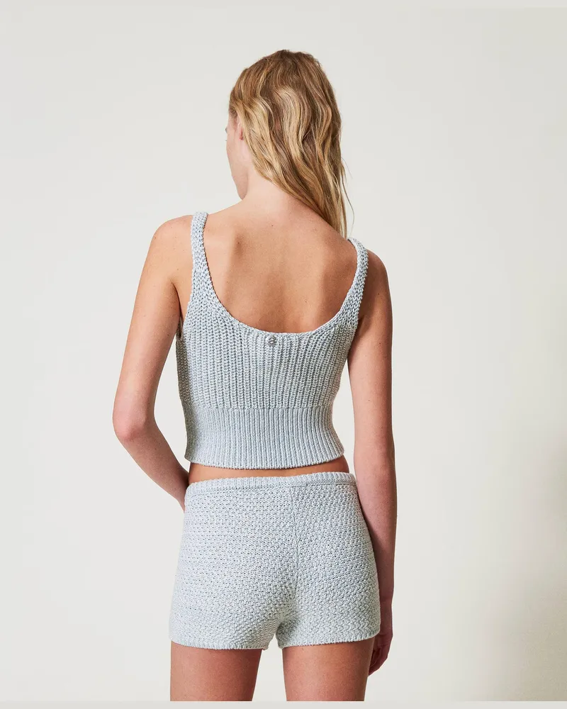 Actitude by Twinset Tops - Figurbetontes Stricktop, Multicolor Canal Blue, Größe Multicolor