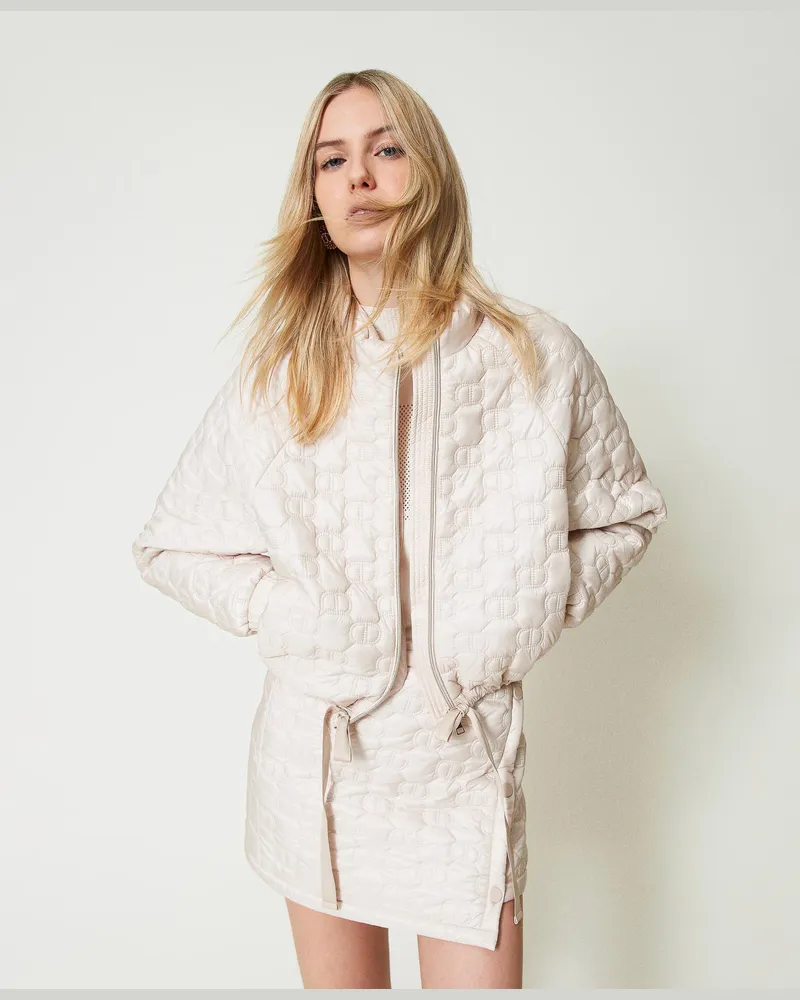 Twin-Set Jacken und Outerwear - Steppjacke mit Oval T, „Old White", Größe „old