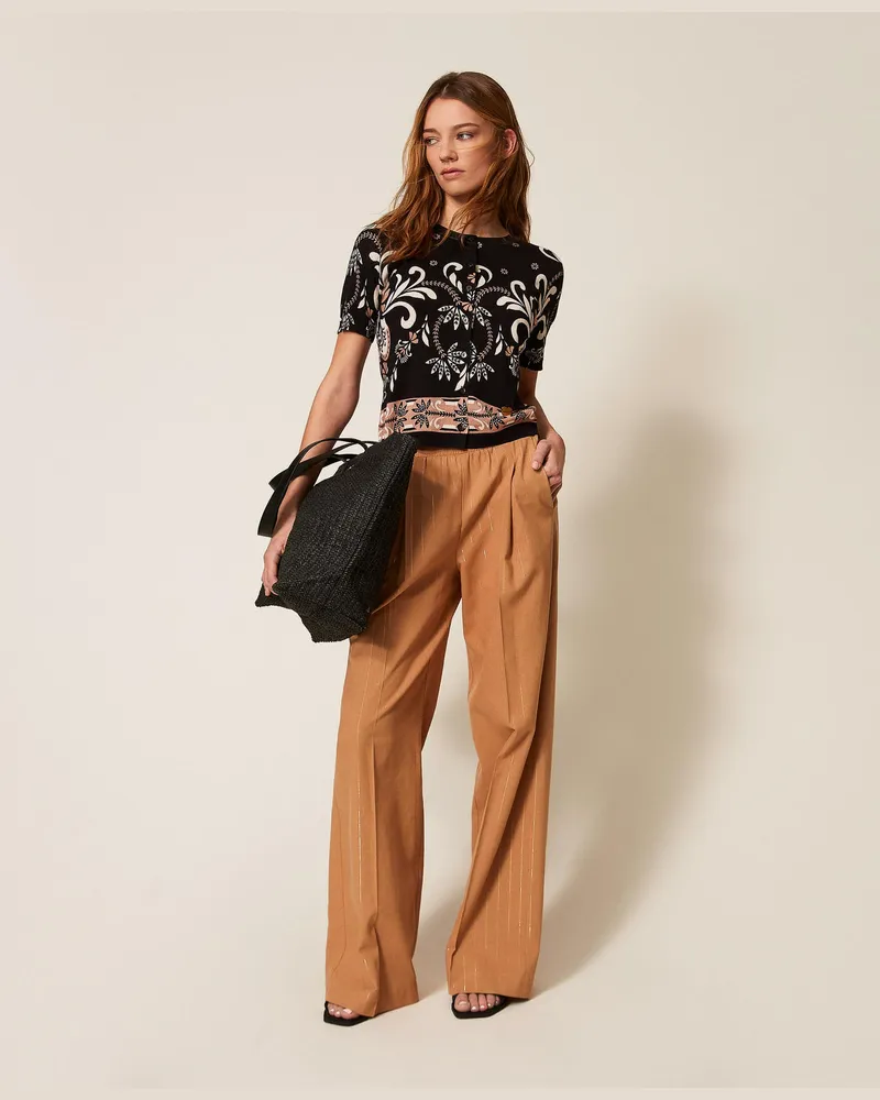 Twin-Set Bademode - Cardigan mit Foulardprint, Print Foulard Schwarz, Größe Print