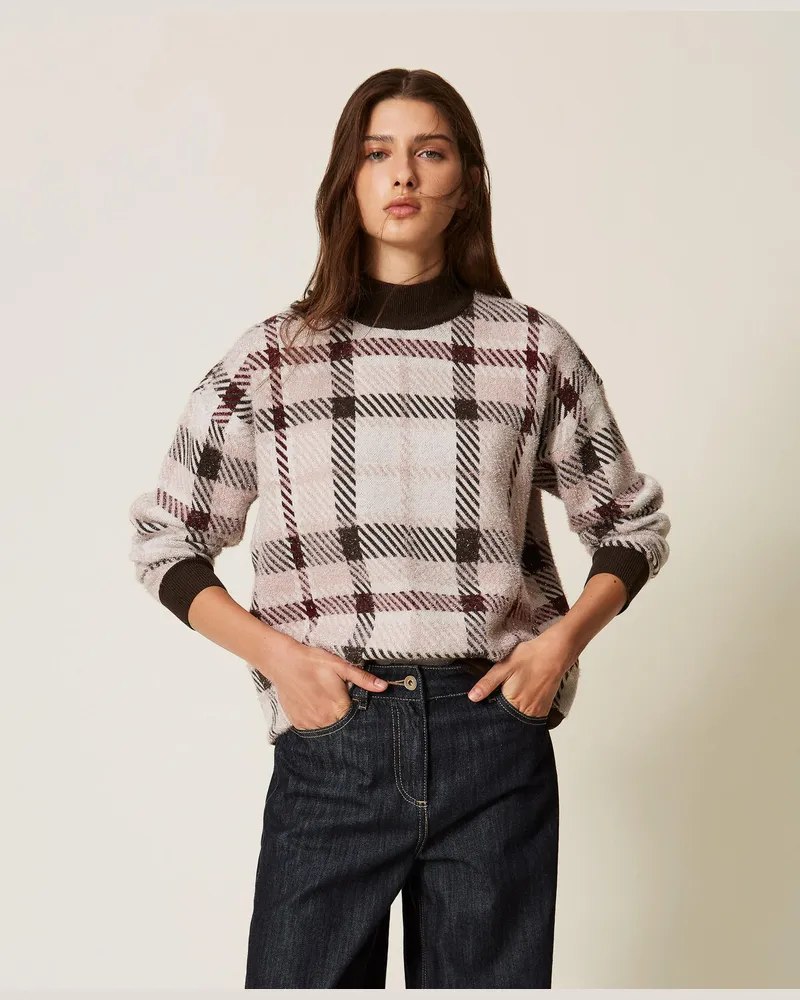 Twin-Set Jacquard-Pullover mit Karomuster Jacquard-karomuster
