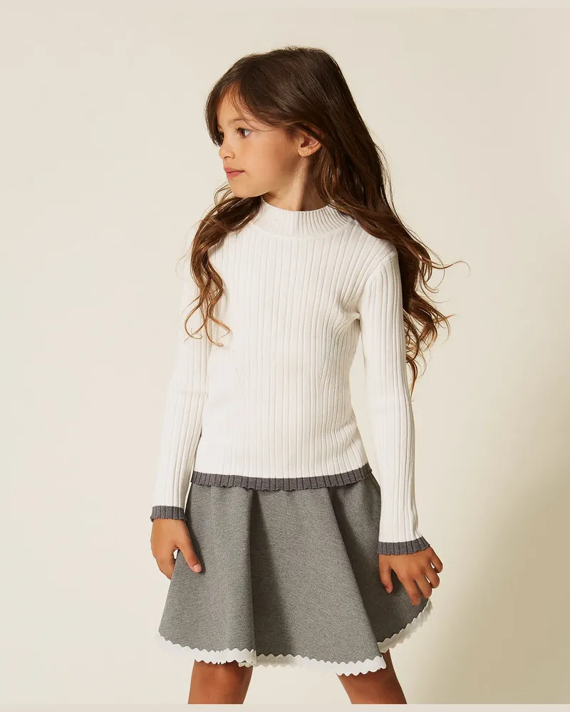 Twin-Set Babypullover im Rippenmuster Zweifarbig