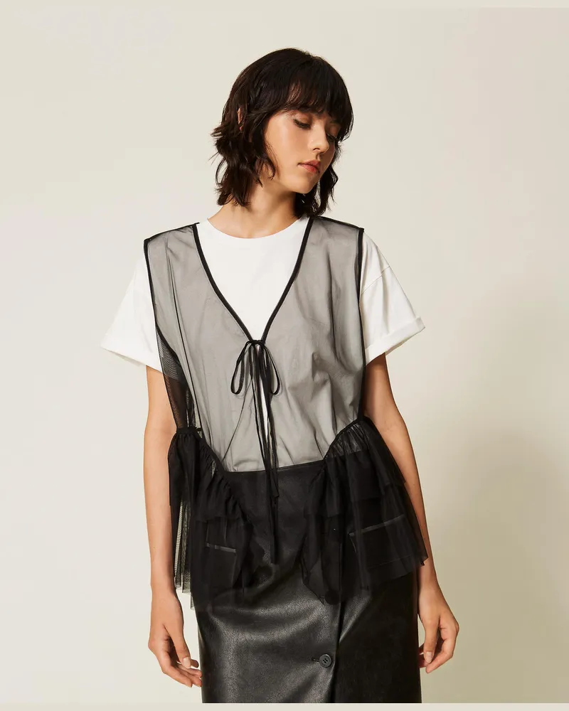 Twin-Set T-Shirt mit Tüllweste 