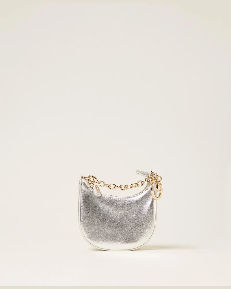 Twin-Set Accessoires - „Mini Croissant"-Bag mit Charm, Silber, Einheitsgröße Silber