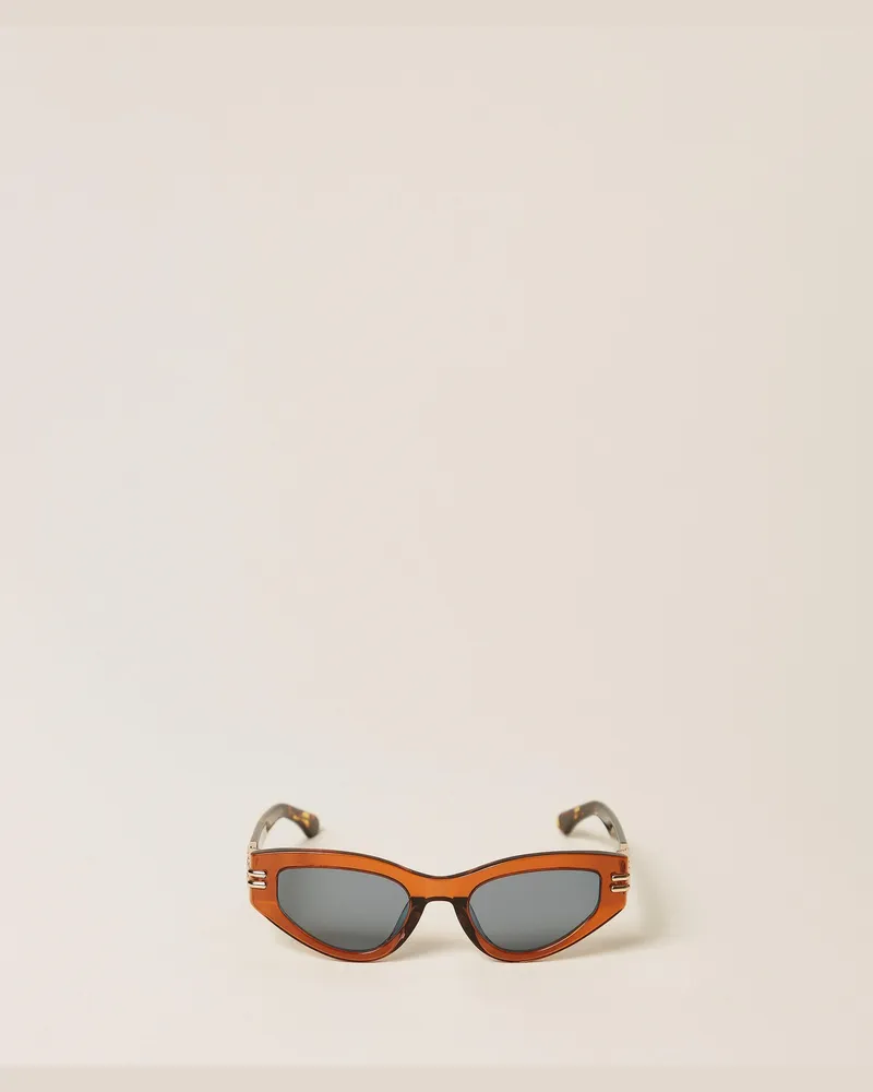 Twin-Set Sonnenbrille in Schmetterlingsform, Damen, Rostbraun Rostbraun