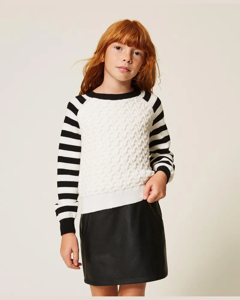 Twin-Set Pullover mit gestreiften Ärmeln 