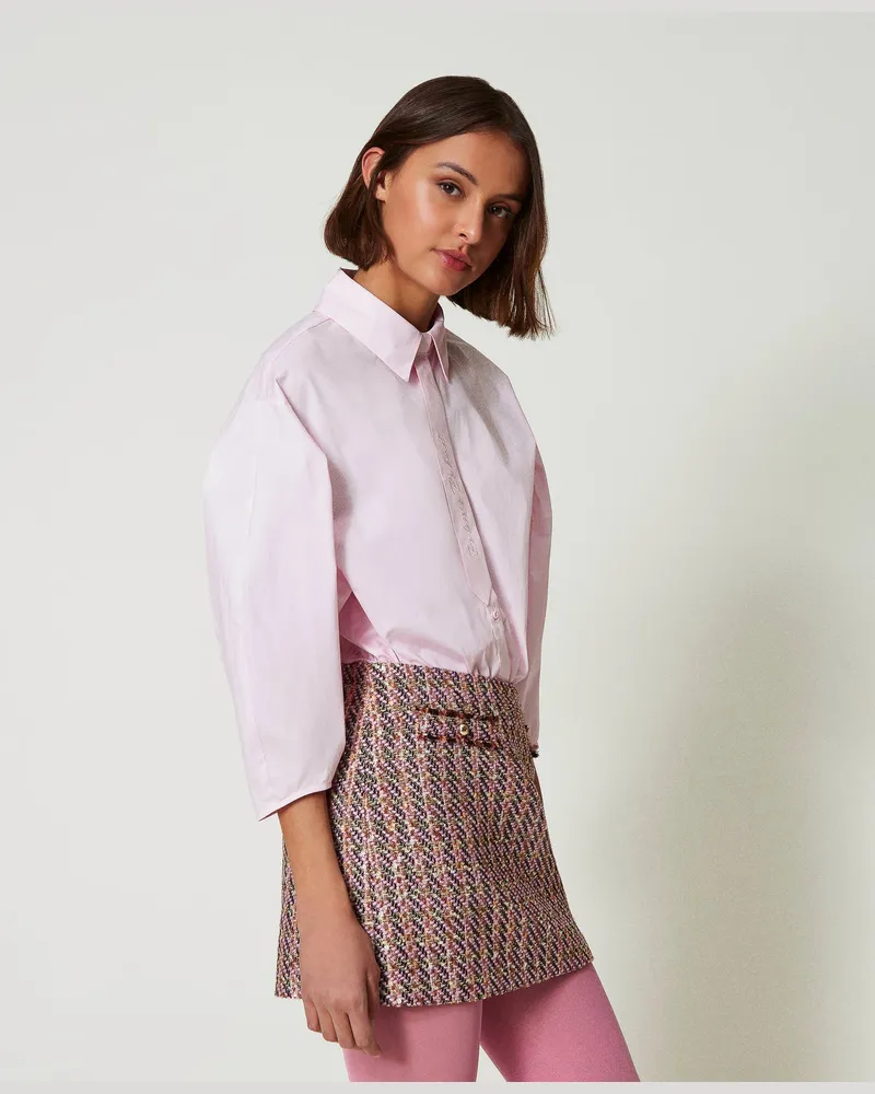 Actitude by Twinset Hemden - Kastenhemd mit Krawatte, „Pink Tulle"-Rosa, Baumwolle, Größe „pink