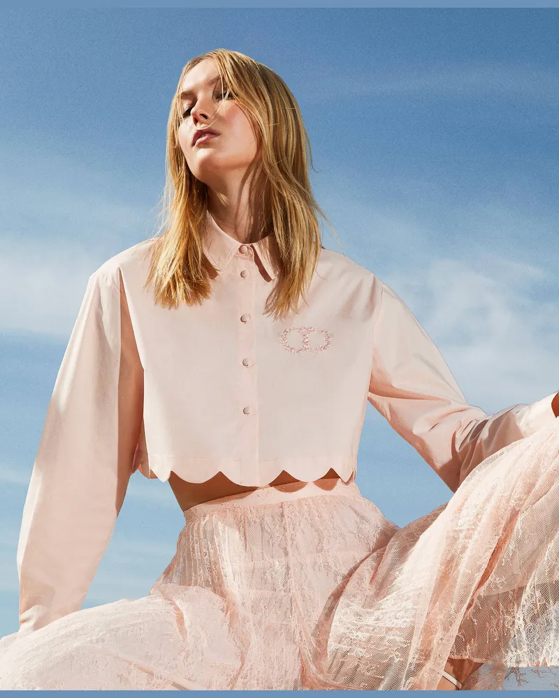 Twin-Set Hemden - Cropped-Hemd aus Popeline mit Bogenrand, Cupcake Pink, Baumwolle, Größe Cupcake