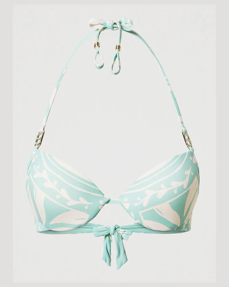 Twin-Set Bademode - Push-up-Bikinitop mit Foulardprint, Foulard-Print Green Marine / Green Marine, Größe Foulard-print