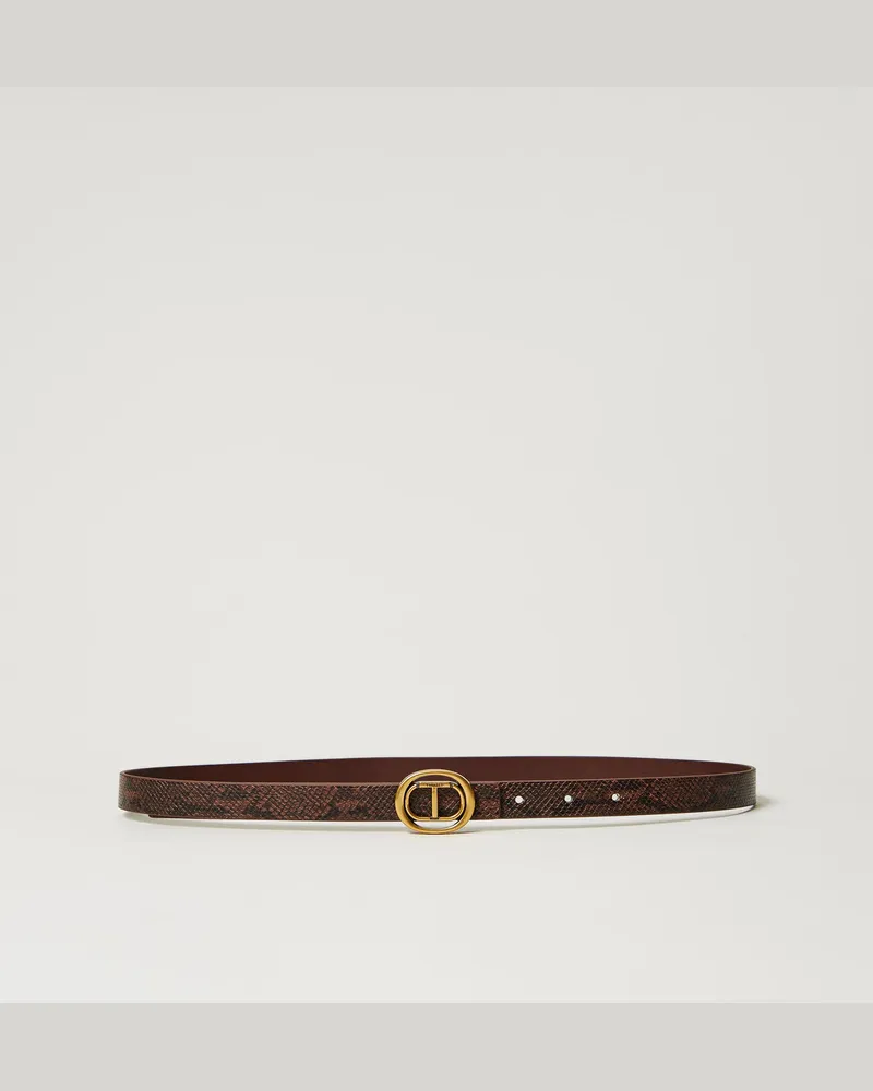 Twin-Set Accessoires - Wendegürtel mit Schlangenprint, Pythonprint Malzschokolade / Kuvertüre, Größe Pythonprint