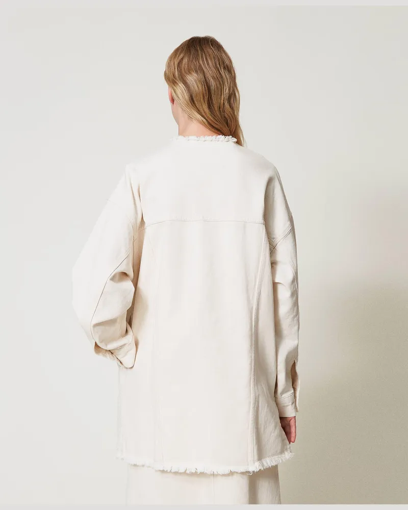 Actitude by Twinset Jacken und Outerwear - Jacke aus Bull-Denim aus Bio-Baumwolle, "Angora"-Beige, Größe Angora-beige