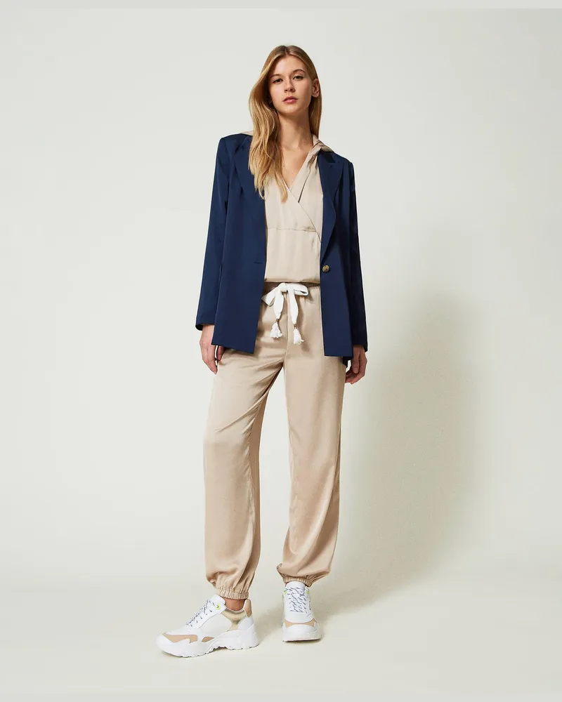 Twin-Set Hosen - Joggers aus Satin, Champagne, Größe Champagne