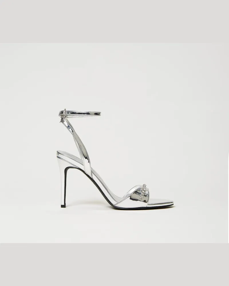 Actitude by Twinset Schuhe - Sandalette mit Strass, Silber, Größe Silber