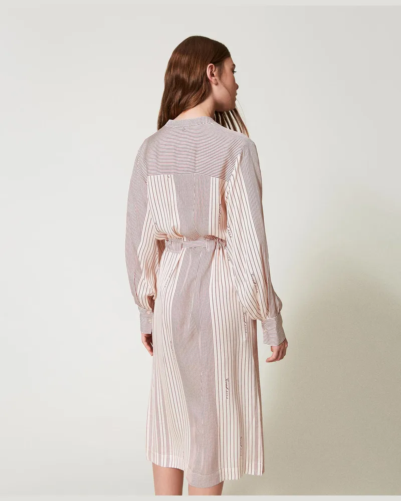 Actitude by Twinset Kleider - Hemdblusenkleid in Midilänge aus Satin, Funny Stripes Dark Love Potion, Gestreift, Größe Funny