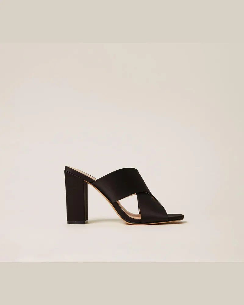 Twin-Set Schuhe - Mules aus Satin, Schwarz, Größe Schwarz