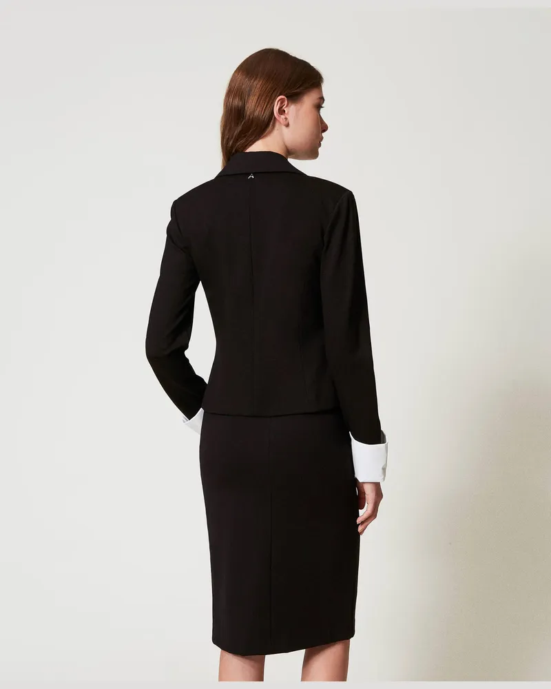 Actitude by Twinset Röcke - Figurbetonter Midirock mit Blumen, Schwarz, Größe Schwarz