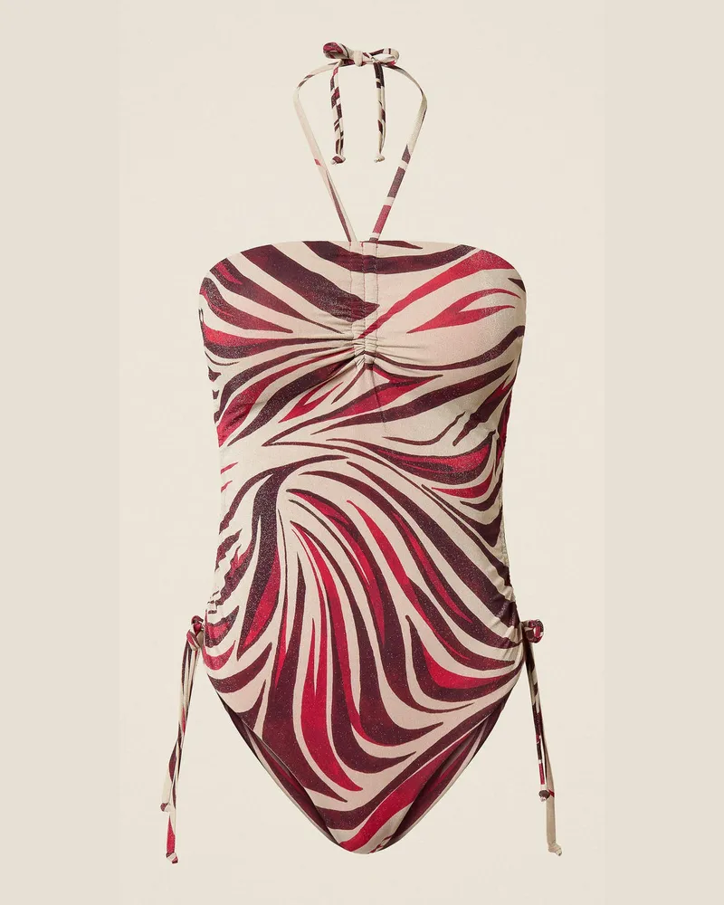 Twin-Set Bademode - Badeanzug mit Lurex und Print, Multicolor-Zebra-Print Fuchsia, Animal, Größe Multicolor-zebra-print