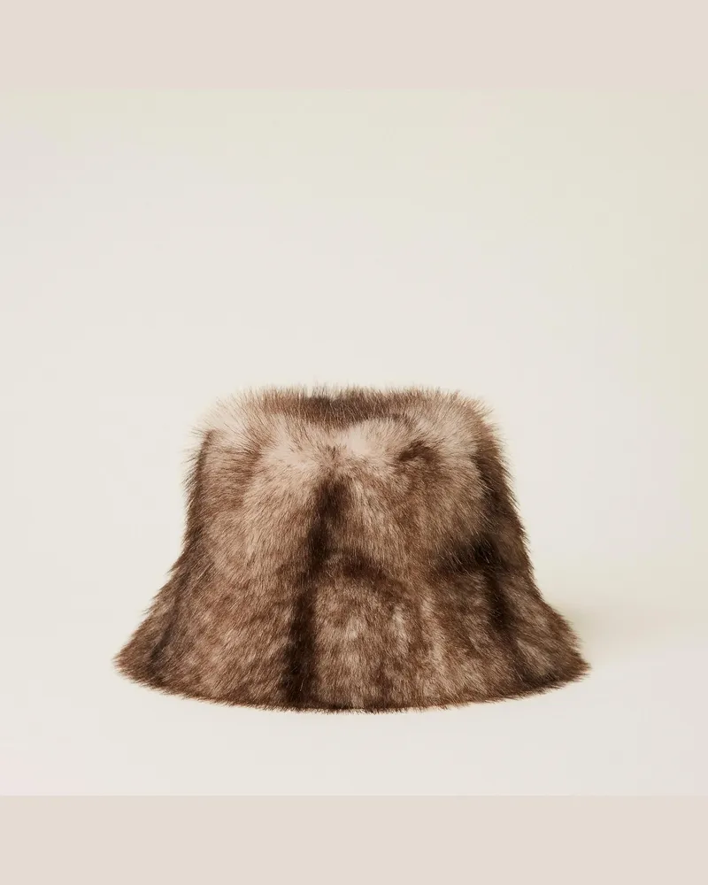 Twin-Set Fischerhut aus Kunstpelz, Damen, Animal Shade Casha / Brown Animal