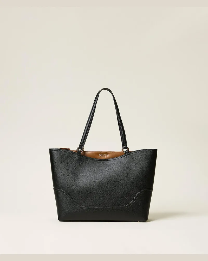 Twin-Set Ungefütterter zweifarbiger Shopper Zweifarbig