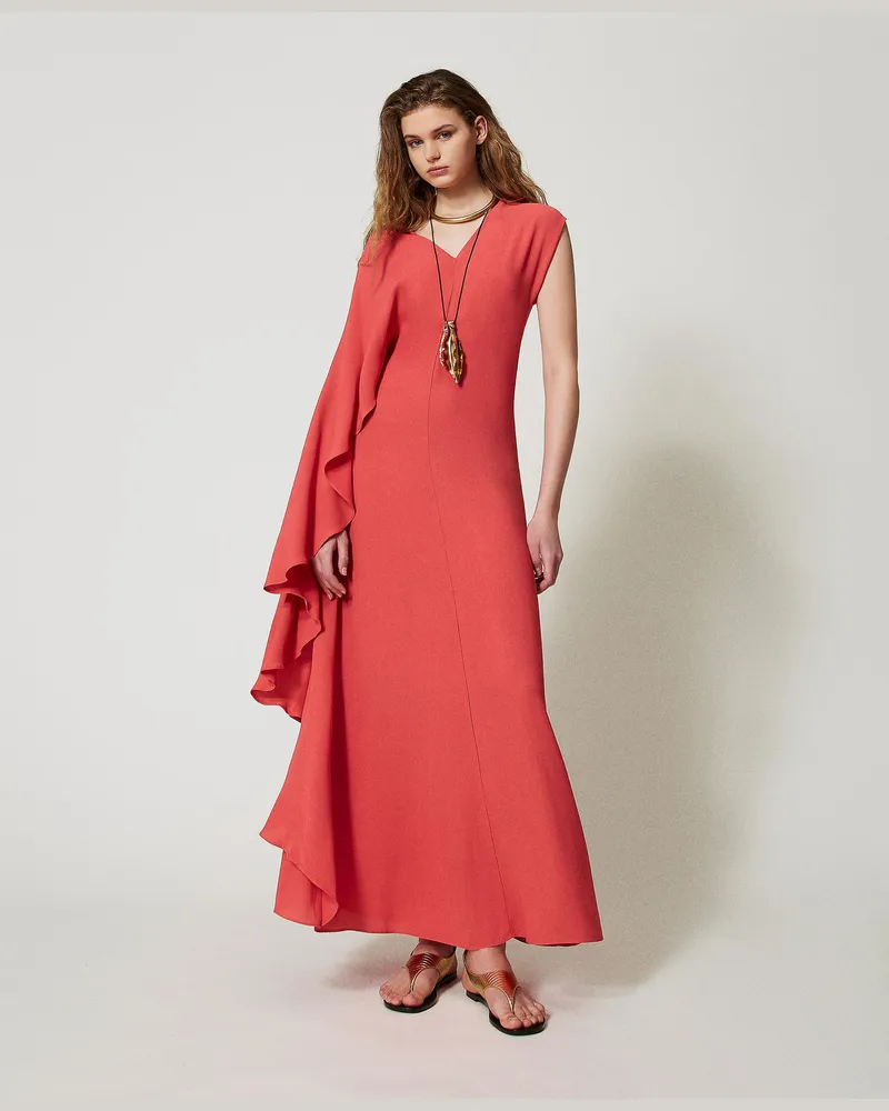 Twin-Set Kleider - Maxikleid „Vulcano" aus Georgette, Rot Blood Orange, Größe Rot
