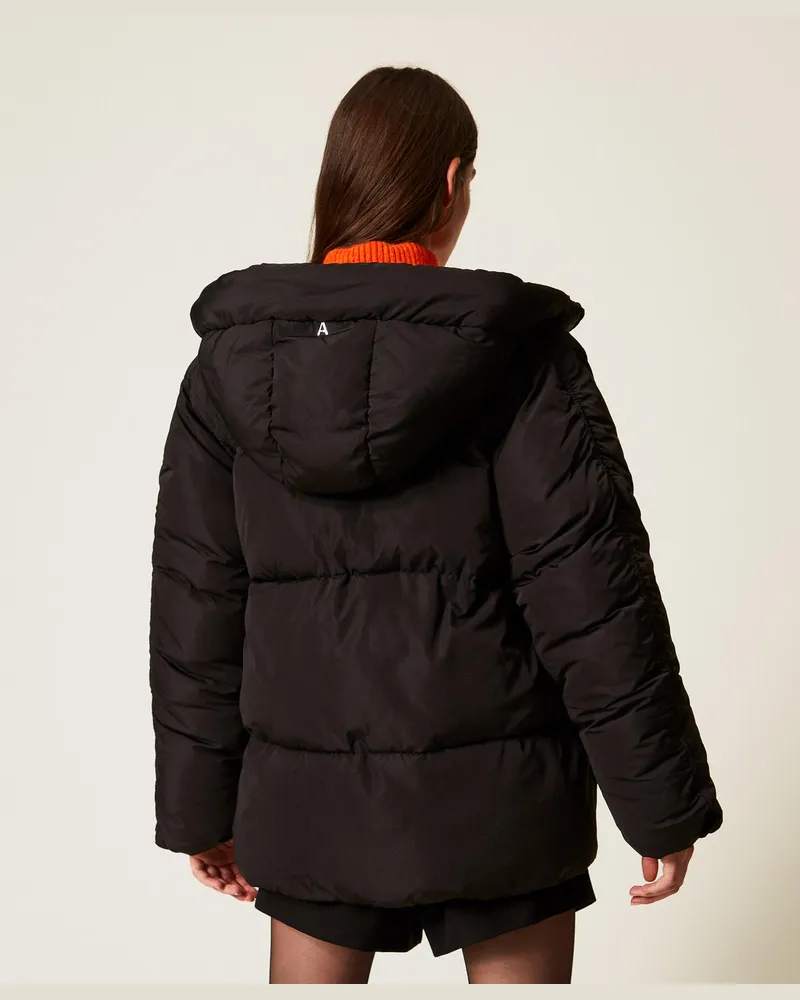 Actitude by Twinset Jacken und Outerwear - Steppjacke mit Steppnähten und Kapuze, Schwarz, Größe Schwarz
